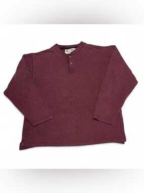 Men's Burgundy Long Sleeve Henley Shirt